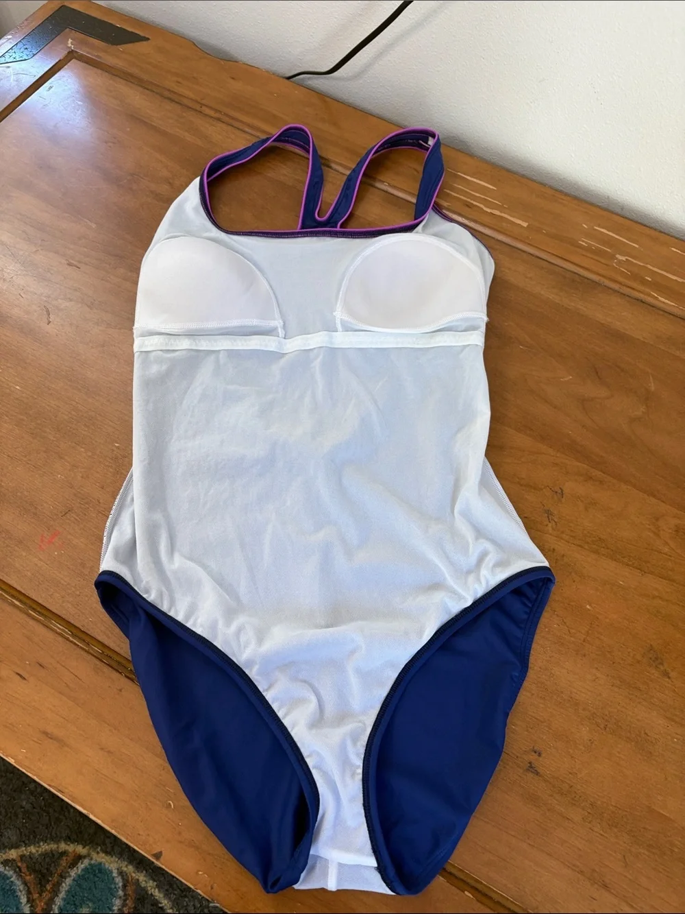 Speedo NWT Blue One-Piece Swimsuit with Pink Trim Size 18